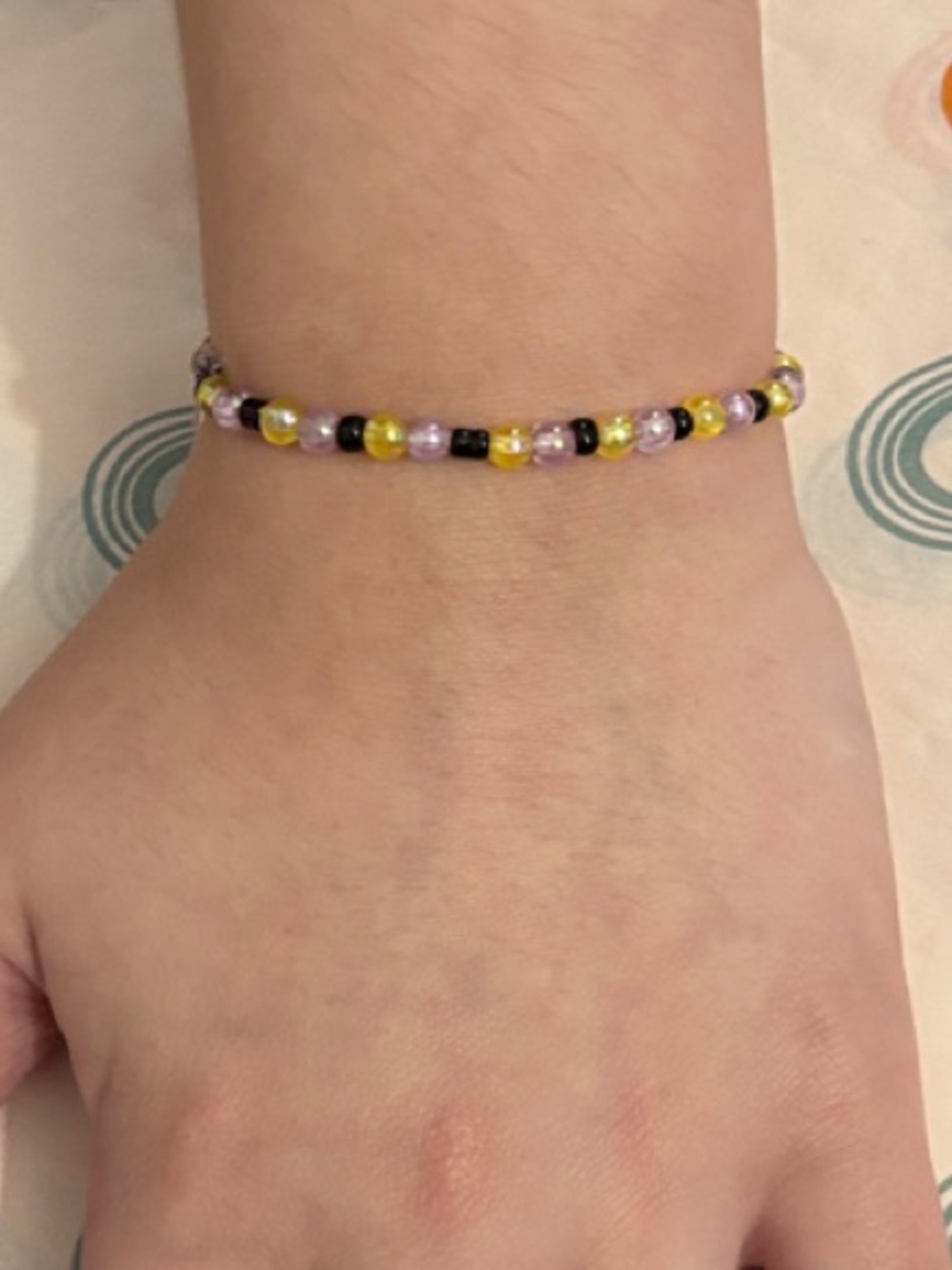 Kids Beaded Bracelet in Yellow, Pink and Black